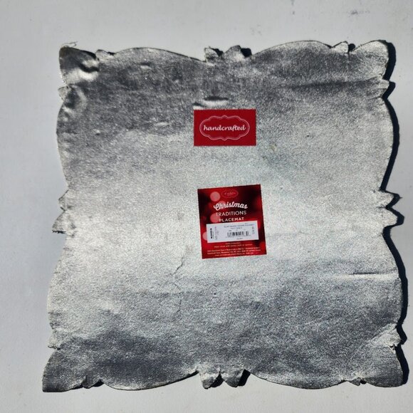 Embroidered Beaded Square Placemat Table Setting Holiday Christmas Decor Silver - Picture 8 of 10